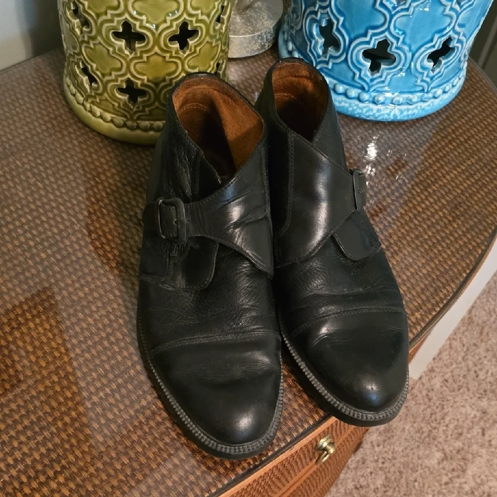 Carlo Morandi Vintage Men's Black Leather Buckle Shoes Size 9.5